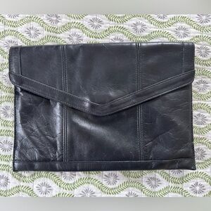 Vintage DAVID MEHLER for DAME Black Leather Envelope Clutch